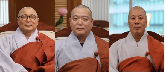 (왼쪽부터)홍보국장 범종 스님, 문화국장 각승 스님, 호법국장 효신 스님.
